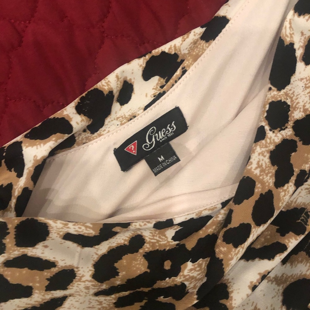 Guess Leopard Print 1 shoulder dress